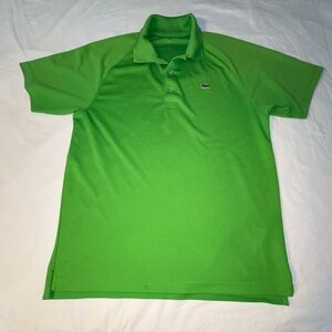 LACOSTE Neon Lime Green Polyester Polo Good Condition Size: M